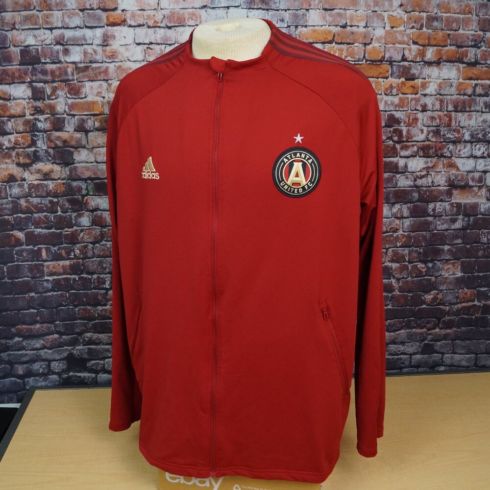 Atlanta United FC Adidas Full Zip Track Fleece Jacket Patch Red Soccer Mens XL